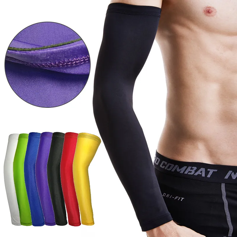2pc Outdoor Lengthen Arm Sleeves Basketball Compression Cycling Arm Bracer Warmers Breathable