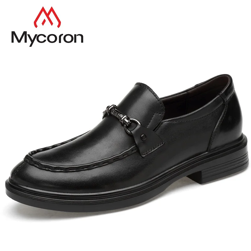 

MYCORON Men Genuine Leather Spring/Autumn Fashion Flats Slip-On Round Toe Loafers Slip On Man Driving Casual Shoes Sepatu Pria