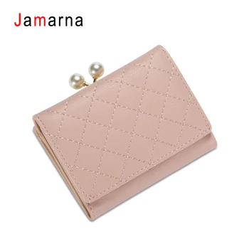 

Jamarna Wallet Female Pearls Slim Wallet PU Coin Purse Clasps Card Holder Women's Wallet Classic Design Embroidery Small Purse