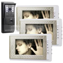 DIYSECUR HD Video de La Puerta Del Timbre Del Teléfono de 7 pulgadas de Intercomunicación de Vídeo la Visión nocturna de La Cámara de Entrada de la Casa de Intercomunicación 1 Cámara 3 Monitor