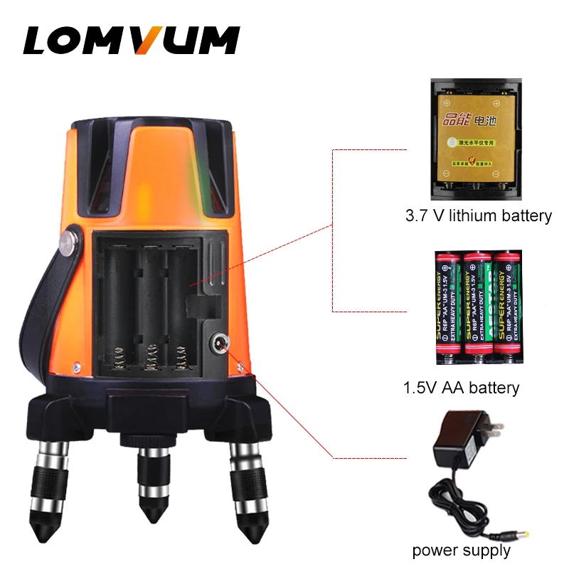 LOMVUM, 5 линий, 6 точек, открытый лазерный уровень, самонивелирующийся, 360, вращающийся, поперечный, лазерный уровень, инструмент, функция слэша, уровень штатива