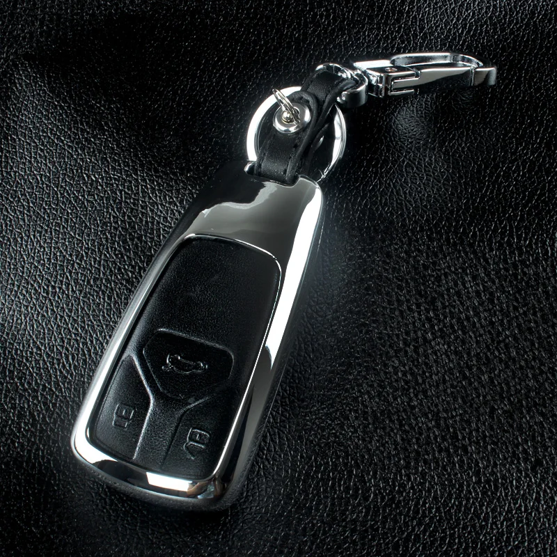 Чехол для автомобильного ключа из цинкового сплава/кожи 3 кнопки Audi A4L Q7 smart Key cover