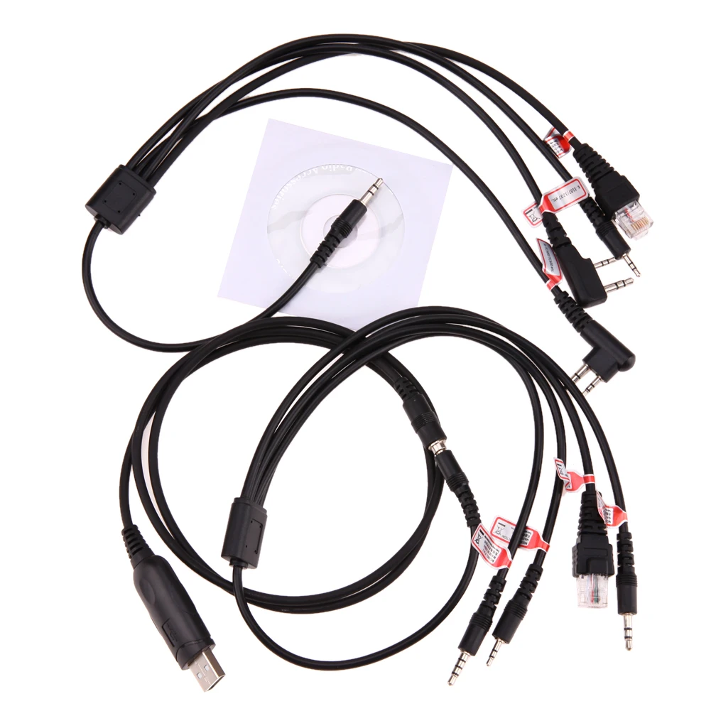  8 in 1 USB Programming Cable For Motorola Kenwood BAOFENG Mobile Radio Accessories Walkie Talkie Cable With CD