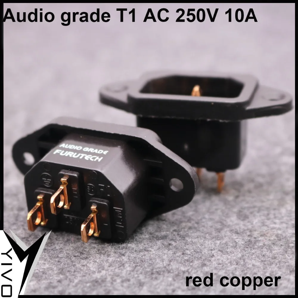 

4pcs T1 DIY HIFI Brass copper plating Rhodium IEC inlet Power 3-pin plug socket AC 250V 10A