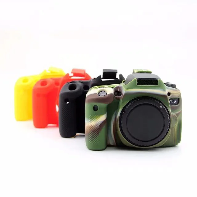 Soft Silicone DSLR Camera Bag Protective Body Cover For Canon EOS 77D Camera Rubber Cover Battery Openning-12