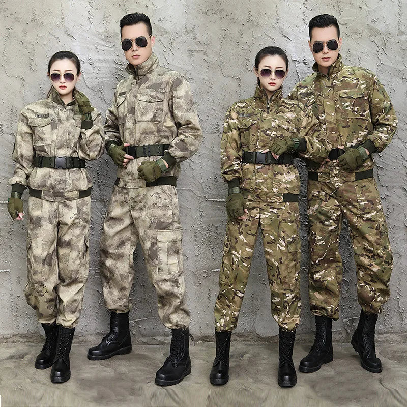 

Men Women Field Combat Army Tops Pants Sets Outdoor Camp Training Hunting Wearproof Breathable Camouflage Tactical Uniform Suit