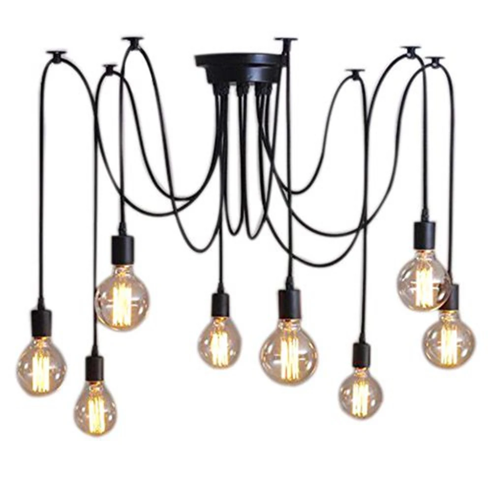  8 Pcs Lights Vintage Edison Lamp Shade Multiple Adjustable DIY Ceiling Spider Lamp Pendent Lighting