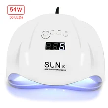 54/40/36 Вт Сушилка для ногтей Светодиодная УФ-лампа для ногтей Гель-лак леча светильник с нижней 10/30/60/99 s таймер инфракрасный чувствительный ЖК-дисплей дисплей