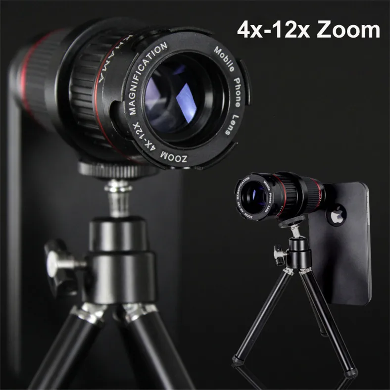 Профессиональный DSLR 4-12X зум телескоп Lente фото ручная фокусировка камеры телеобъектив Телефон объектив+ жесткий чехол Оболочка Чехол для Iphone