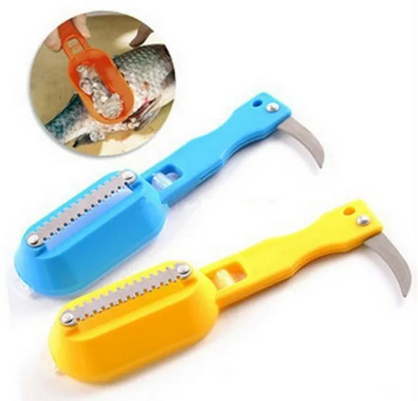 

1PC Fish Scraper Plastic Fish Cleaning Knife Fish Scale Remover Scraper Cleaner Scaler Random Color Kitchen peeling tool OK 0408