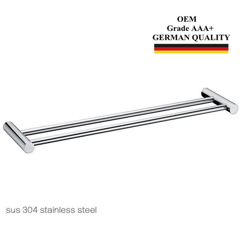 

Double Towel Bars Polished SUS304 Stainless Steel Wall Mounted Holder Bathroom Accessories Towel Rack OEM Grade AAA+ Quality