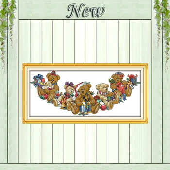 

Christmas bears doll cartoon Counted Print on canvas DMC 11CT 14CT chinese Cross Stitch kits Needlework Set embroidery DIY Decor
