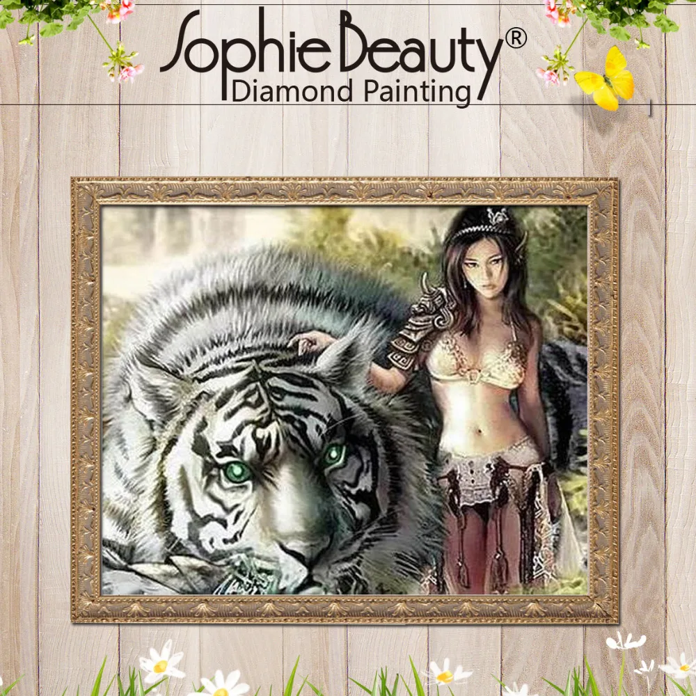 

Sophie Beauty Diamond Painting Cross Stitch Mosaic Beauty Lady Tiger Diamond Embroidery Craft People Animal Needlework Home Arts