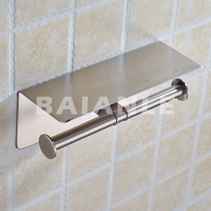 BAIANLE держатель для туалетной бумаги из нержавеющей стали для ванной комнаты, настенное крепление, двойной многофункциональный держатель для туалетной бумаги для мобильного телефона - Цвет: Белый
