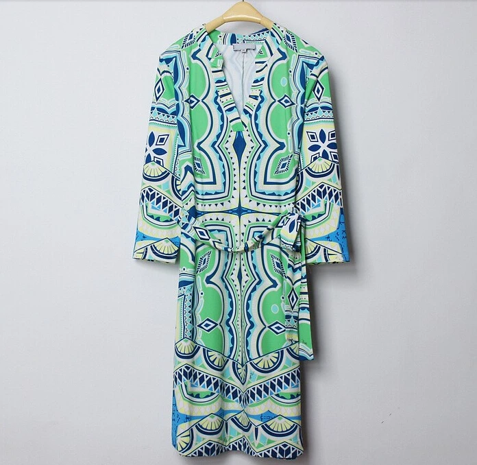 Итальянские роскошные новые 2019 epucci бренды женские зеленые печати элегантный 3/4