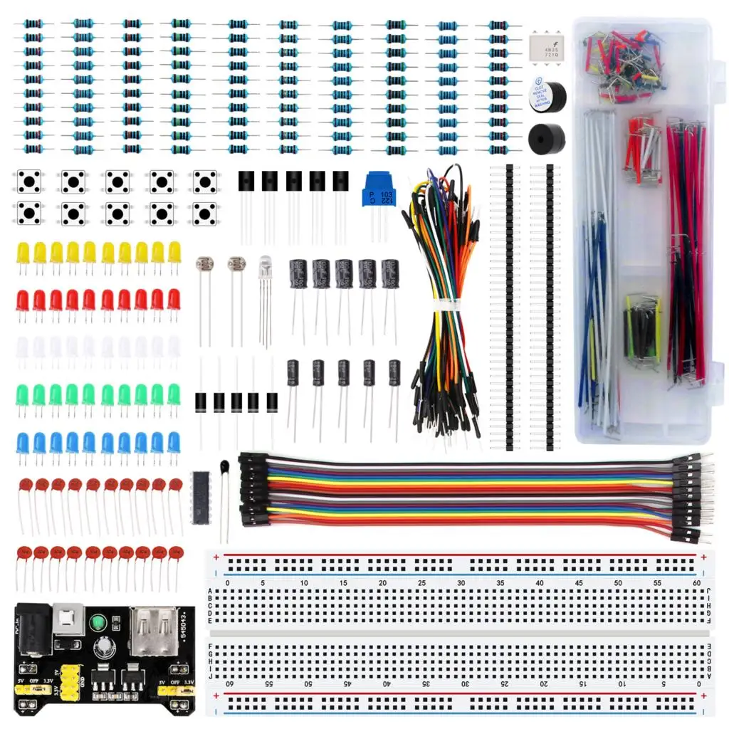 10set/lot Electronics fun Kit Power Supply Module Jumper Wire Precision Potentiometer 830 tie-points Breadboard for Arduino | Компьютеры и