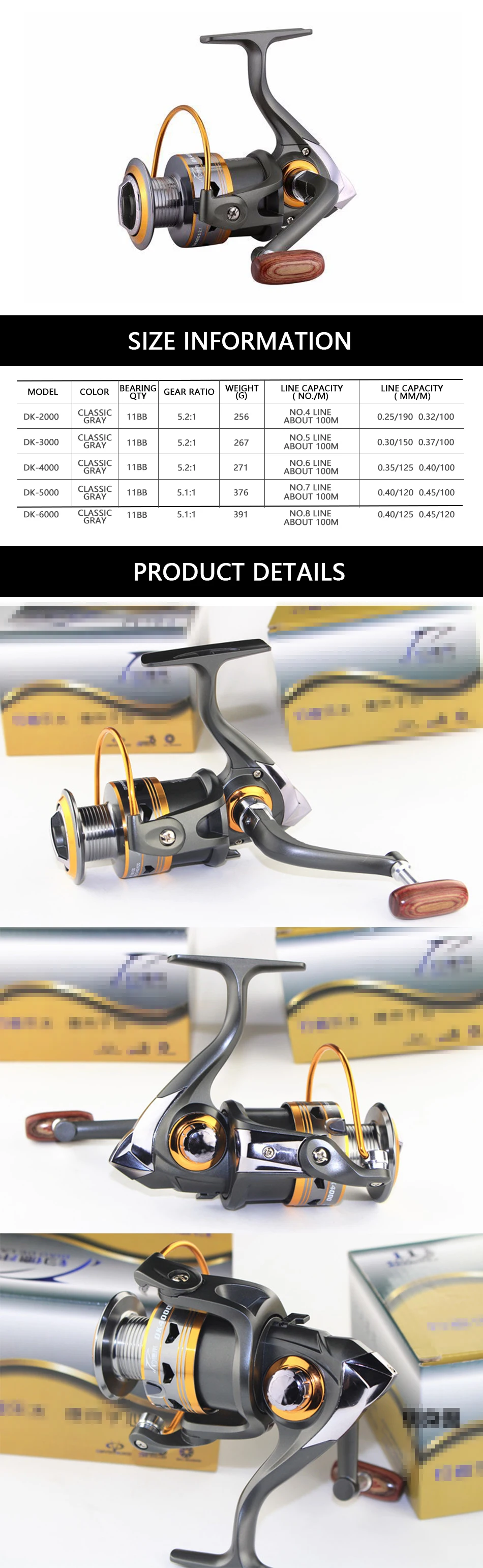 Full Metal Head Fishing Spinning Reel 11BB High Speed Baitcasting Fishing Wheel Sea Fishing Tackle DK1000-DK7000 (1)