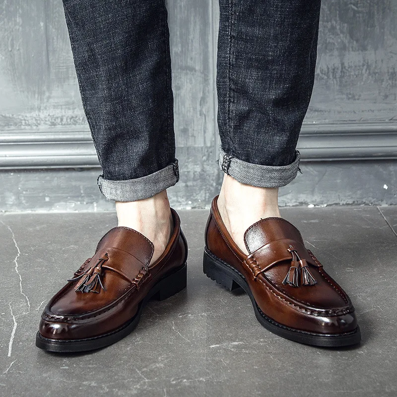 

Men Dress Shoes Handmade Brogue Style Paty Leather Wedding Shoes Men Flats Leather Oxfords Formal Shoes M653