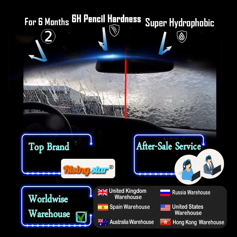 Восходящая звезда RS-A-CCS02 дождь и водоотталкивающая нано гидрофобная защита окна Кристальное стекло покрытие 30 мл комплект для демонстрационного теста