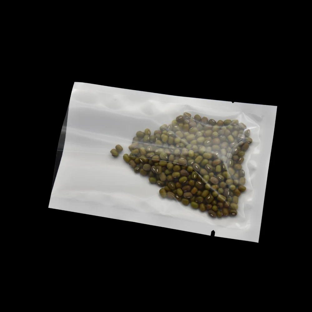 300pcs/lot 6*9cm Small Front Clear / White Plastic Open Top Bag Heat Sealable Translucent Food Grade Plastic Vacuum Poly Bags 3
