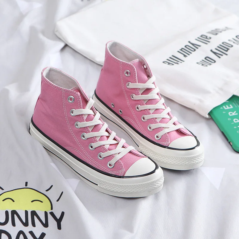 

2018 autumn new canvas shoes large size women's shoes wild students high-top casual shoes classic simple flat single shoes