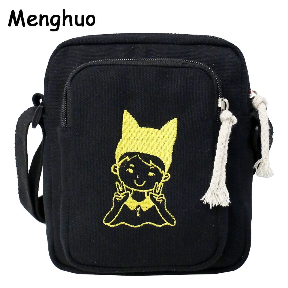 

Menghuo Canvas Shoulder Bags for Girls Cartoon Printing Totes Small Flap Casual Messenger Bag Handbag Crossbody Bag for Women