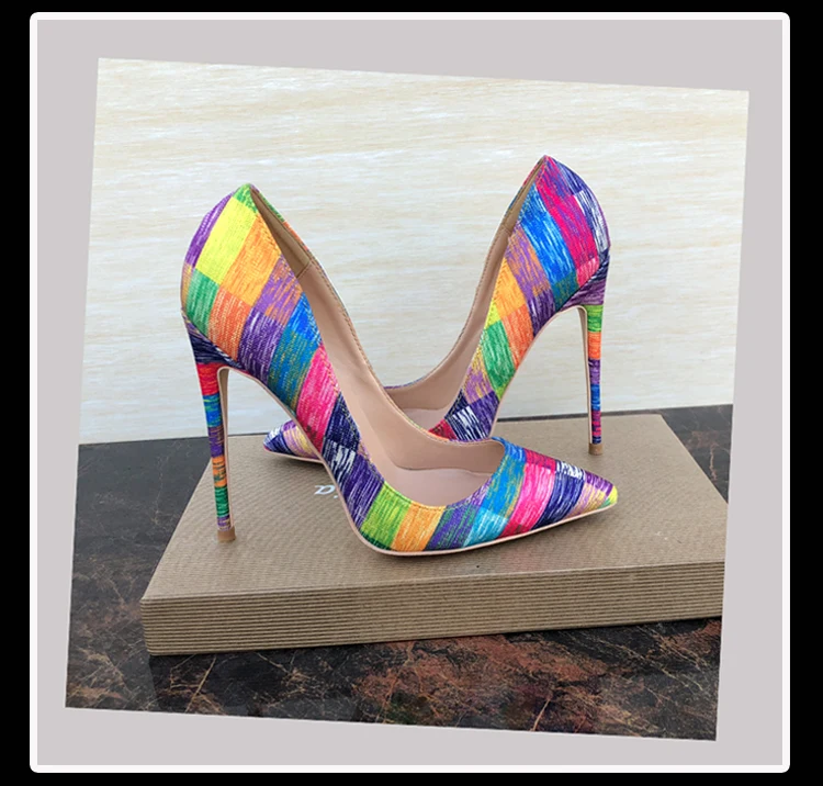 Keshangjia/классическая женская обувь цвета радуги; выразительные женские туфли-лодочки из расшитой блестками ткани с закрытым носком; модная обувь на высоком каблуке с острым носком