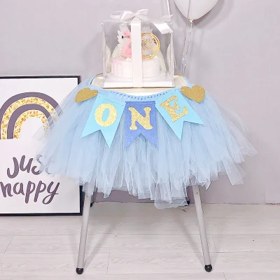 Kuchang 100cm DIY Customized Tulle Tutu Table Skirt Tableware Wedding Party Birthday Baby Shower Decor For Home New Year - Цвет: light blue