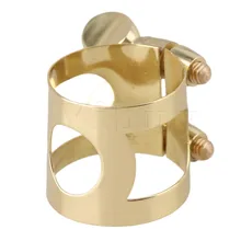 Yibuy золото металл сопрано Лигатура для саксофона с двойными винтами регулировки