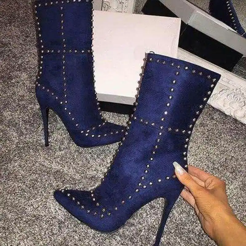 womens navy blue ankle boots