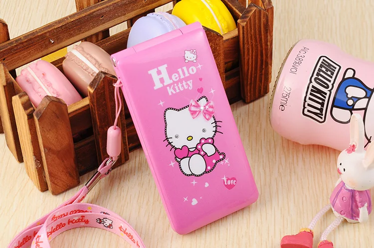Открыл Кух D10 Dual Sim Cat флип телефон Gprs дыхание свет Для женщин девочек Mp3 Mp4 мультфильм рисунок «Hello Kitty» мобильный телефон