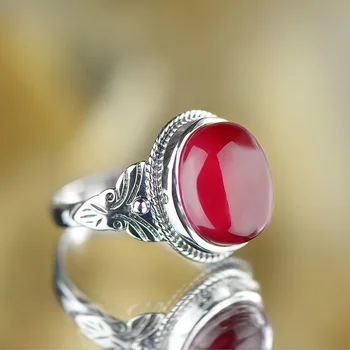 

Guaranteed Sterling Silver 925 Vintage Ruby Ring Womens Rings Natural Stone Fine Jewellery Bijoux Femme