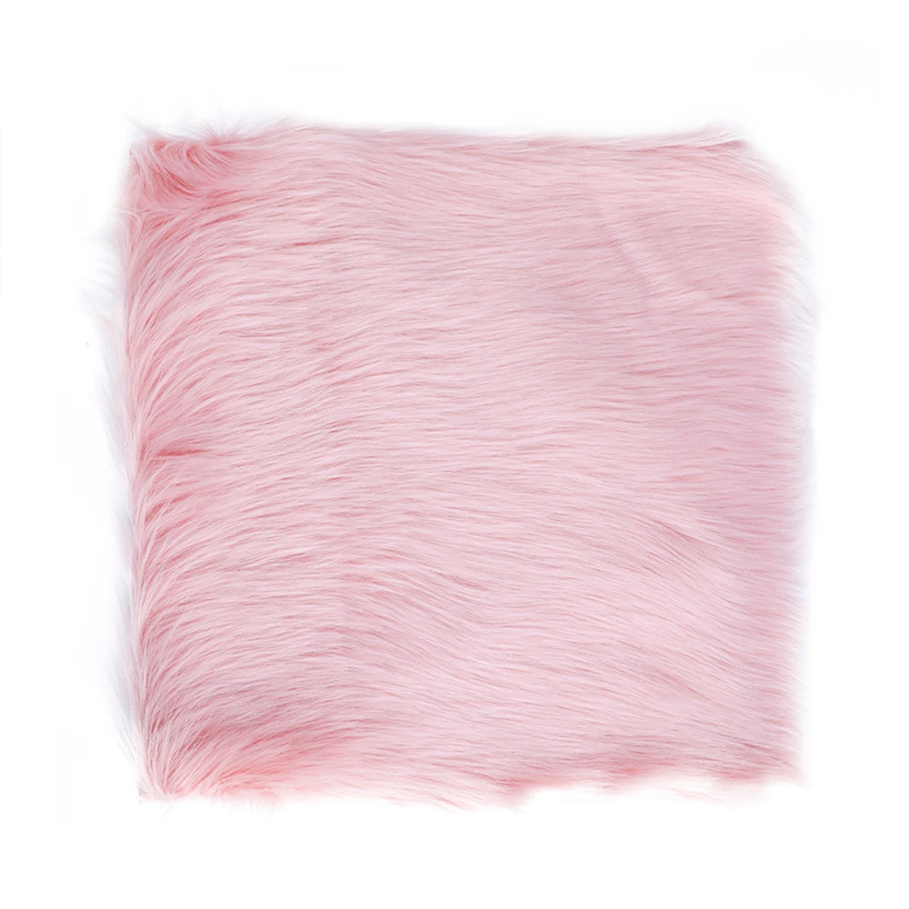 Квадратный Чехол для стула из искусственного меха и овчины, подушка для сиденья, подушечка из теплого меха, простые пушистые коврики, моющиеся для гостиной и спальни, диван - Цвет: Pink