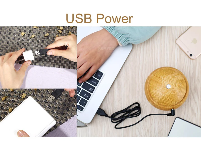 

Wood grain aromatherapy lamp with USB cable 7 colors cycle transform function Night Lights a New idea gift bedside Lights