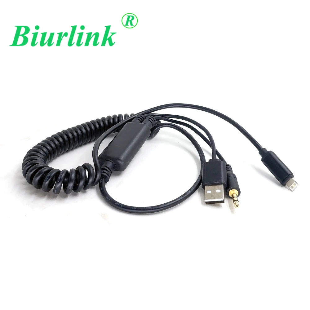 

Biurlink 3.5mm Audio AUX-in Adapter USB Y Splitter Cable for iPhone 7 7 Plus 8 8 Plus X with 8Pin Charger Connector For BMW