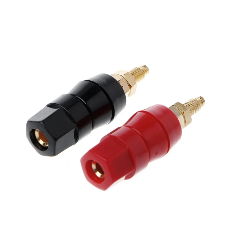 

1 Pair 4mm Banana Plug Red Black Connector Amplifier Terminal Binding Post Speaker Jack