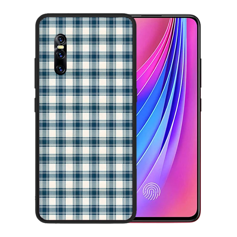 Black Silicone Case for Vivo V15 Pro Square Stripe Phone Cases Cover Coque Fundas