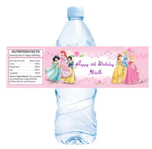 10 X Personalized Disney Princess Water Bottle Label Wedding Decoration Supplies Event&Party ...