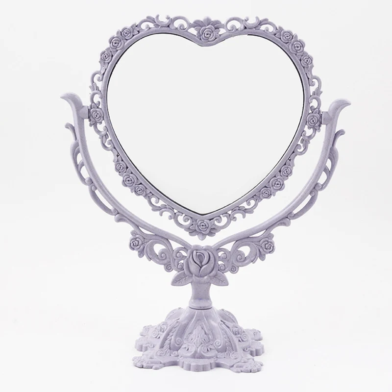 Настольное зеркало для макияжа ЕС Стиль вращающийся Готический зеркало с рисунком из роз и бабочек на декор Красота Инструмент Круглый овальной формы сердца Форма зеркало для макияжа