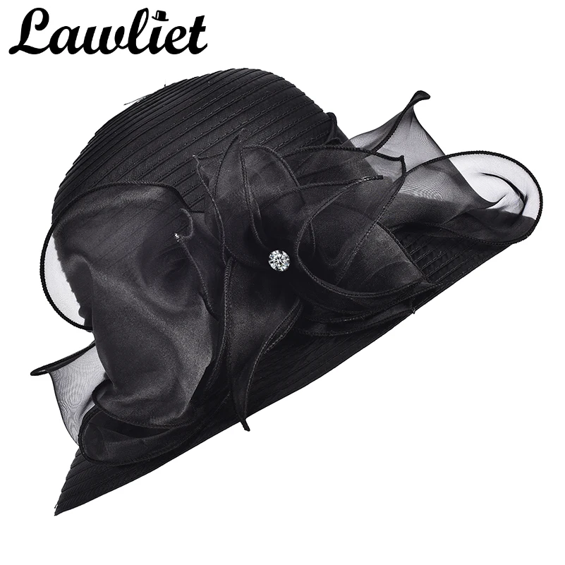 المرأة واسعة حافة قبعة الشمس لطيفة الصلبة الأزهار كنتاكي ديربي قبعة للنساء سيدة الكنيسة الزفاف قبعة مرِنة الصيف شاطئ كاب a323