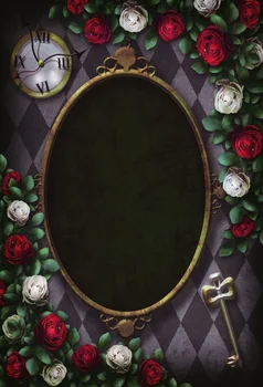 

Laeacco Vintage Clock Key Rose Flowers Decor Oval Frame Photography Backgrounds Vinyl Custom Backdrops Props For Photo Studio