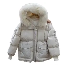 2019 зимняя женская длинная свободная ветровка, повседневная куртка оверсайз, верхняя одежда, теплая зимняя парка с капюшоном, Женская куртка