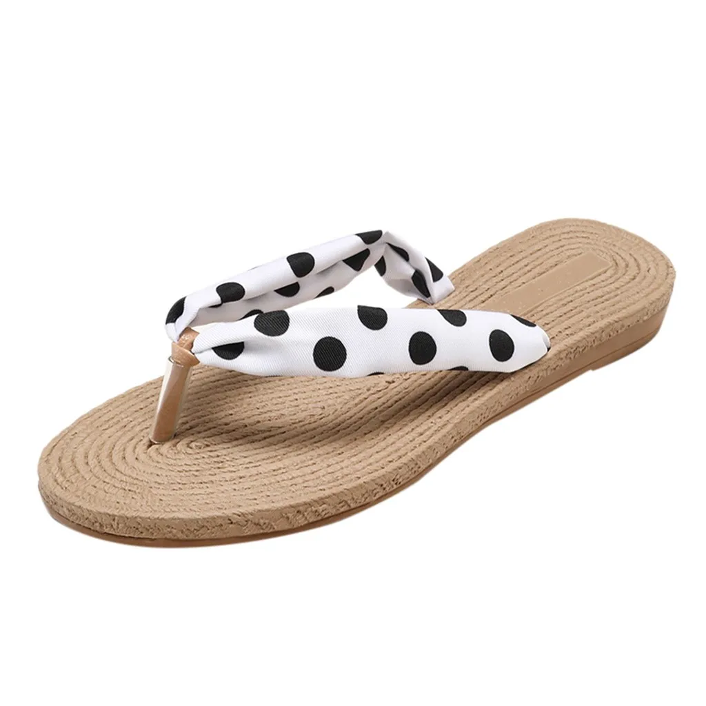 

SAGACE Fashion Summer Women Everyday Anti-Skid Flip Flops Casual Beach Non-Slip Clip-Toe Outdoor Bohemia Style Polka Dot Slipper