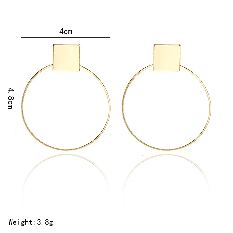 Простой стиль, модные серебряные золотые серьги для женщин, квадратные круглые Висячие, геометрической формы, серьги, Женские Ювелирные изделия