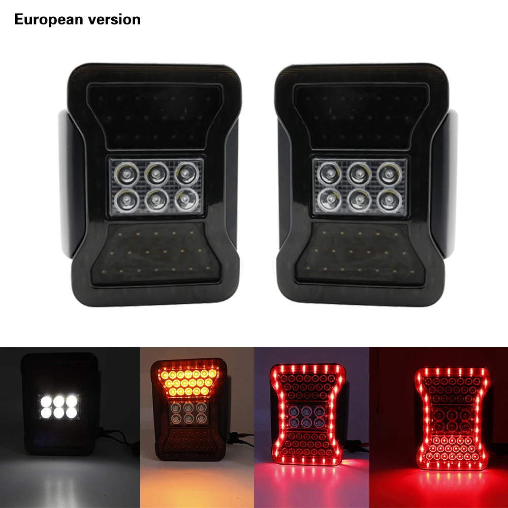 2pcs USAEU LED Tail Lights For JK 2007-2016 for Jeep Wrangler with Running Brake Backup Reverse Turning Signal Light Tail Lamp (28)