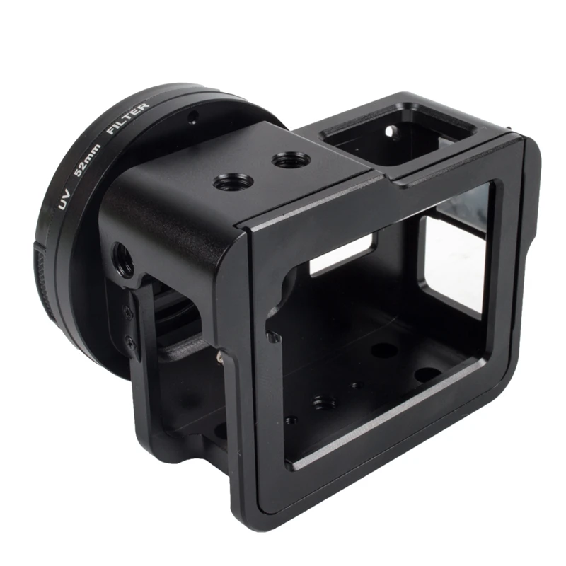 Liga de Metal de Alumínio Câmera de Ação Tampa da Caixa de Montagem + 5 uv para Gopro Orbmart Case Protetor Shell 52mm Filtro Hero 7 Preto 6 - Image 5