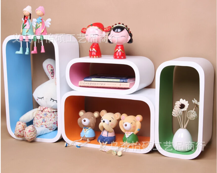 4pieces/1lot rectangle Decorative Wall Shelves Wood Wall Shelves Modern