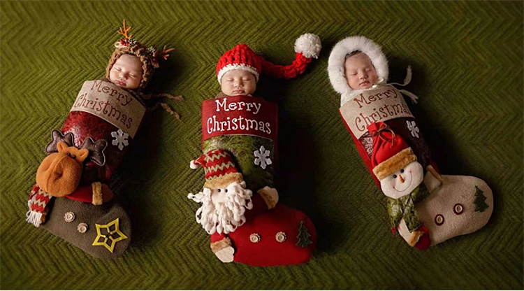 Bolsa de Dormir Boneco de Neve Bolsa de Presente do Feriado com Chapéu Natal Estocagem Kits Bebê Foto Adereços Traje Santa Rena Personagem 3d 3 Chapéus e bonés