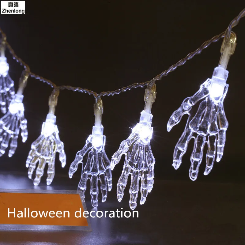 

5M 40Leds String Light Outdoor Bulb Curtain Halloween Skeleton Hands Party 10 Light Skull LED Fairy Lighting Christmas Decor