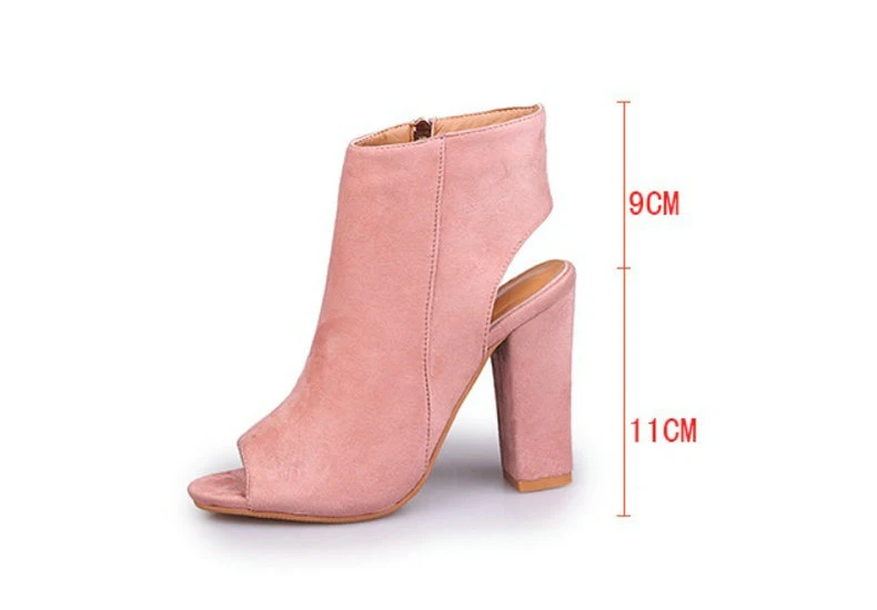 Women's Boots' Women Square Heel Ankle Boots For Women Open Peep Toe Large Size 43 Ladies Ankle Boots Spring Fashion Boot Summer (9)